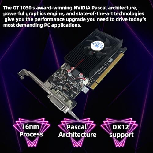 GeForce GT 1030 4G Low Profile Graphics Card, GDDR4 64Bit, HDMI/DVI Ports Support DirectX 12 Computer Gaming Video Card, Desktop GPU, Support 4K
