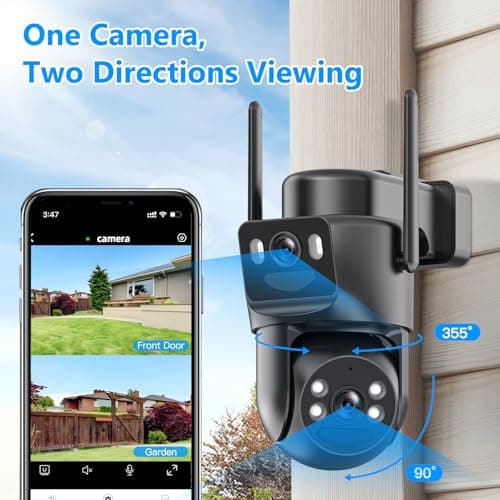 4K Solar Security Cameras Wireless Outdoor Battery Powered, 5GHz & 2.4GHz Dual Lens Bullet & 360°PTZ Linkage Outdoor Security Camera with Solar Panel, 8X Digital Zoom, Color Night Vision