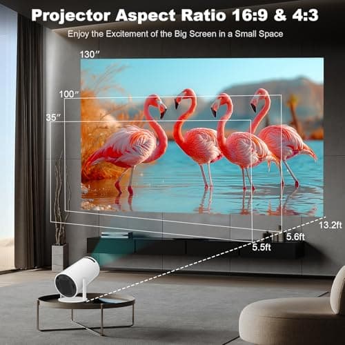 Mini Projector, HY300 PRO Portable Projector, Support 4K 1080P with Dual-Band WIFI6 5G Wireless 5.0 Bluetooth Android 11, 180° Rotatable, Auto Keystone Correction, 35"-130" Screen Video Projector