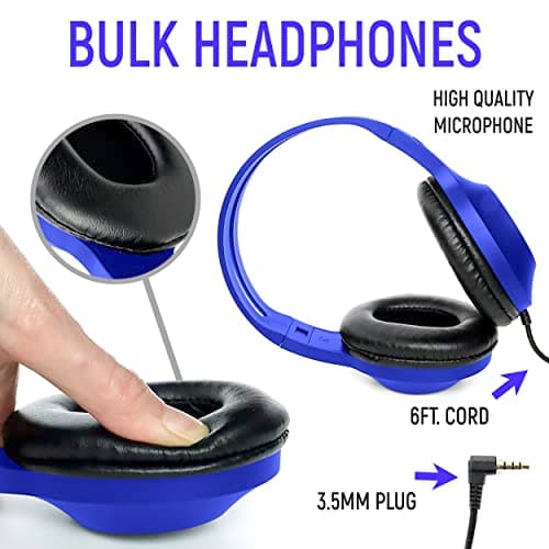 Bulk Headphones for Classroom with Microphone, Heavy-Duty School Pack Wired Headphones for Students. Teacher Must Haves Supplies from Elementary to College (24 Pack Mixed Color)