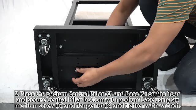 GARVIN Podium Stand with 4 Lockable Wheels, Heavy-Duty Metal Lecterns & Podiums with Hidden Storage, 46.5”H Portable Pulpit for Church, School, Office and Conference, Black