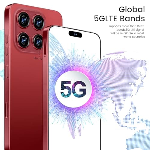 16 Ultra Smartphone Unlocked Cell Phone,6.99" HD Screen Unlocked Phone,8+256GB Android 13 with 128GB Memory Card,Face ID/Dual SIM/5G/Fingerprint Button Unlock/Photos/GPS (Wine Red, 8+256)