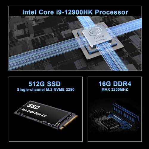 Reatan S9 Mini Gaming PC Inte Core i9-12900HK 14C/20T Turbo 5.0GHZ 16GB DDR4 512GB SSD RAM Tripple-Screen 4k Display Thunderbolt 4 Spport 8k Gaming Computers Dual 2.5Gbps LAN Wi-Fi 6/BT5.2