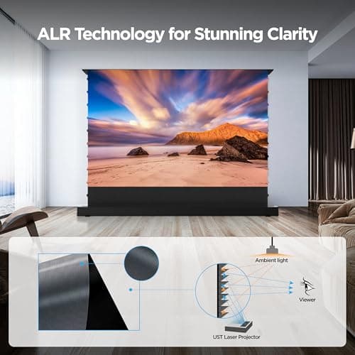 NothingProjector Projector Screen, 120 inch, Ambient Light Rejecting ALR, 4K UHD, Motorized Floor Rising Electric with Remote, Ground Up for Ultra Short Throw Projectors, No Installation NothPJ