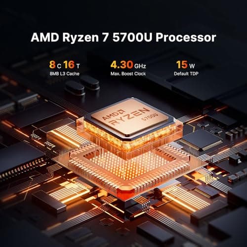 P4 Mini PC,AMD Ryzen 7 5700U(8C/16T, up to 4.3Ghz) 32GB DDR4 1TB NVMe SSD Mini Computers, Dual 2.5G LAN Ports, Dual NVMe Slots, Triple Display, WiFi 6, BT5.2