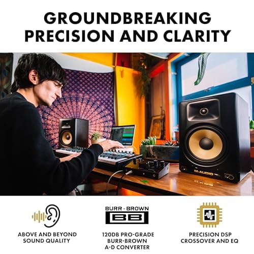 M-AUDIO Forty Eighty 8" 150W Studio Monitor Speaker for Production and Mixing with Precision DSP Crossover, EQ, Control App and Bluetooth