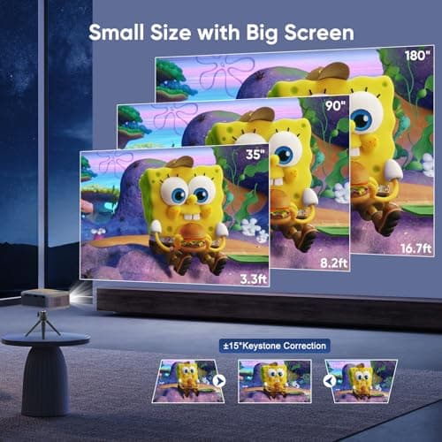 Mini Projector with Tripod, 1080P HD Portable Bluetooth Movie Projector, Compatible with Smartphone/Laptop/TV Stick/HDMI/USB