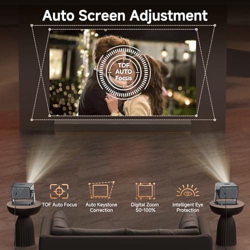 [Auto Focus] Mini Projector with WiFi6 Bluetooth, iSinbox 135°Rotatable Portable Ceiling Projector for Bedroom, Home Cinema Video Projectors for TV Stick/PS5/Phone