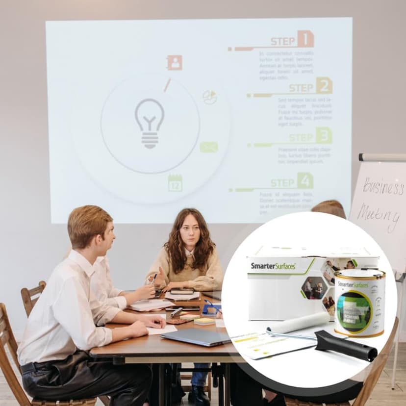 SmarterSurfaces Ultra Short Throw Projector Screen Paint White (270ft²) Short Throw Projector Paint for Perfect Ultra HD 4K Clarity | Designed for Interior Use (Gain Value 1.21/ Viewing Angle 140°)