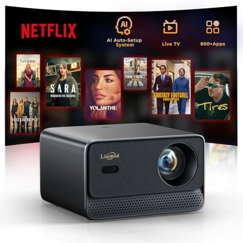 Projector with WiFi and Bluetooth, Mini-Projector: [For Netflix & AI Auto-Setup System & Live TV& 1000ANSI & 800+Built-inApps &Browser],Lisowod L03Pro 1080P Smart Portable-Outdoor-Movie Projector