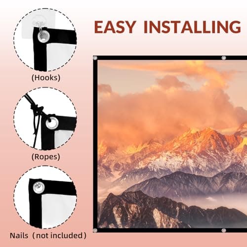 Projector Screen TOWOND 150 inch Projection Screen Indoor Outdoor Washable Anti-Crease 16:9 HD Rear Front Movies Screen for Home Theater Office