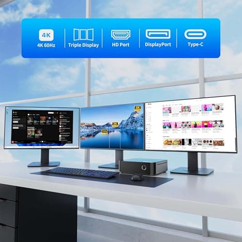 DreamQuest Mini PC W-11 Pro N150 (up to 3.6GHz) 32GB DDR4 RAM 1TB PCIe M.2 SSD Mini Desktop Computer 4K HDMI/DP/USB Type C/WiFi 5/USB3.1/BT5.0/Micro PC for Home & Business