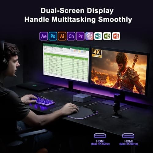 Beelink EQi12 Dual LAN Mini PC, Intel Core 1220P(10C/12T, up to 4.4GHz), 16GB DDR4 RAM 500GB PCIe4.0 SSD, Mini Desktop Computer Support WiFi 6/ BT5.2/ Dual HDMI/Bulit-in 85W Power Supply