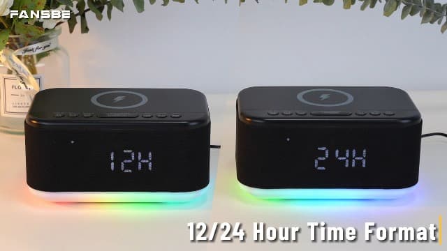 Bluetooth Alarm Clock Radio Bedroom, Digital Dual Alarm Clock Bedroom, Up to 10 Alarms Clock Night Light Speaker App/Button Control FM Charge Snooze Adjustable Volume Dim 12/24H, Black