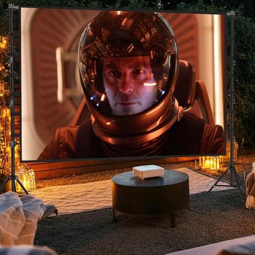 Outdoor Projector Screen with Stand 180 Inch: VOOPVOR Portable Projection Screen and Stand, Indoor Rear Front Movie Screen 16:9 4K HD, with Carry Bag,Support Height Adjustable for Home Theater Camping