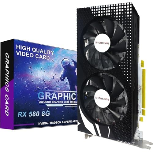 Radeon RX 580 8GB Graphics Card, 256Bit 2048SP GDDR5 AMD Video Card for Pc Gaming, DP HDMI DVI-Output, PCI Express 3.0 with Dual Fan for Office and Gaming
