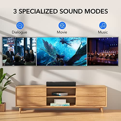 Small Sound Bar for TV, PC, Gaming, Surround Sound System, Mini TV Speaker Soundbar with Bluetooth/HDMI ARC/Optical/AUX/USB Connections