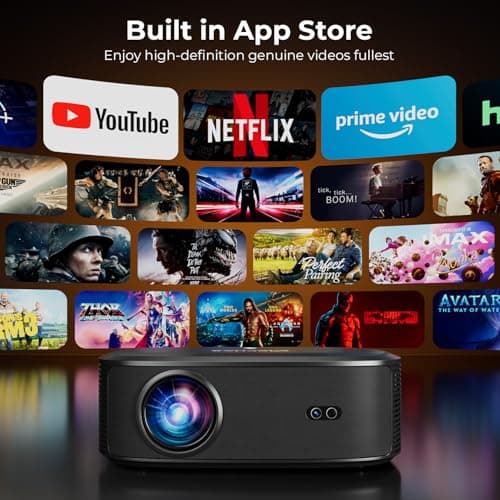 4K Projector with Wifi and Bluetooth, ELEPHAS Outdoor Movie Projector with NETFLIX/Prime Video/YouTube Built-in, 100,000+ Apps Supported, Video Projector Compatible with HDMI/USB/iOS/Android/Windows