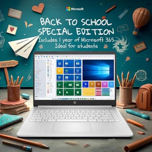 HP 14 Laptop • Back to School Limited Edition with Microsoft 365 • 4-Core Intel CPU • 8GB RAM •1600GB Storage (64GB OnBoard + 512GB P500 Portable SSD + 1TB OneDrive) • Snow White • Win 11
