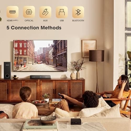 2.1CH Dolby Atmos Soundbar 100W Sound Bars for Smart TV Subwoofer Included Bluetooth 5.3 with HDMI-EARC/Optical/AUX Connection Game Mode Surround Home Theater Audio for TV