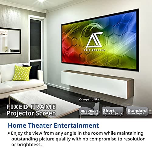 Akia Screens Fixed Frame Projector Screen 120 inch 16:9 8K 4K Ultra HD 3D Ready Wall Mount CINEWHITE UHD-B 120 Projection Screen for Indoor Movie Video Home Theater Cinema Office AK-FF120WH2