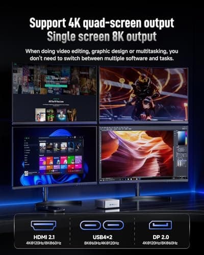 2025 Upgraded XG1-370 AI Mini PC, AMD Ryzen AI 9 HX 370 (12C/24T, up to 5.1GHz, 80 Tops), 64GB+1TB, 4x4K / 1x8K Output, WiFi 7, External GPU Support, Silent Cooling, Win 11 Pro, Gaming & Pro Creation
