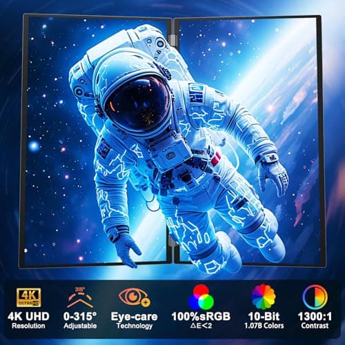 InnoView 23.8" Dual Mnonitor 4K UHD 100% sRGB Dual Screen Monitor 315°Adjustable Foldable Monitor for Laptop MacBook Windows with DP Type-C HDMI (No Driver Needed)