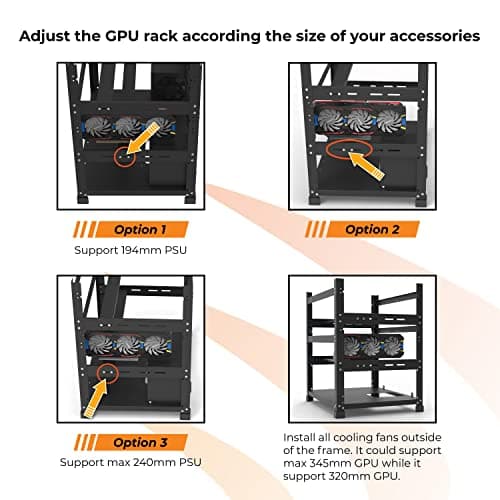 12GPU Open Frame Mining Rig Frame Chassis with Biostar TZ590-BTC Duo Motherboard for Crypto Currency Mining