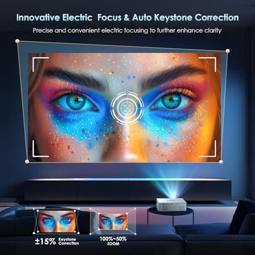 [Electric Focus] 4K Support Projector with WiFi6 and Bluetooth 5.3, 22000L for Outside Video Movie Use, OWNKNEW Outdoor Gaming Proyector, Auto Keystone Correction