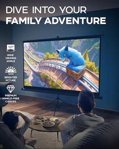 100 Inch Indoor and Outdoor Projector Screen with Stand for Movies or Presentations - HD Premium 16:9 Folding Free Tripod Screen with Carry Bag and Straps, Matte