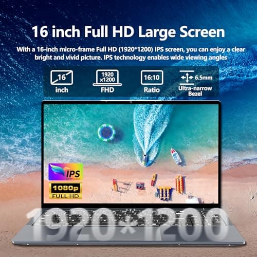 16 Inch Gaming Laptop, i5 Laptop up to 3.60GHZ, Laptops 1920 x 1200 HD Display, 16GB RAM 1TB SSD, WiFi5, Webcam, BT5.0, Mini HDMI, RJ45, Backlit Keyboard Laptops Computers,gaming computer,pc computers
