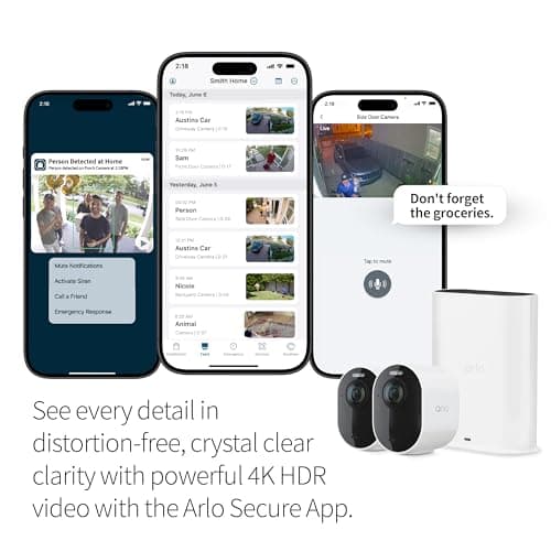 Arlo Ultra 2 Spotlight Camera 4K HDR (2 Cameras, SmartHub Included & Required) | Wireless Home Security Camera | Color Night Vision, Motion Sensor, 180º View, 2-Way Audio, White