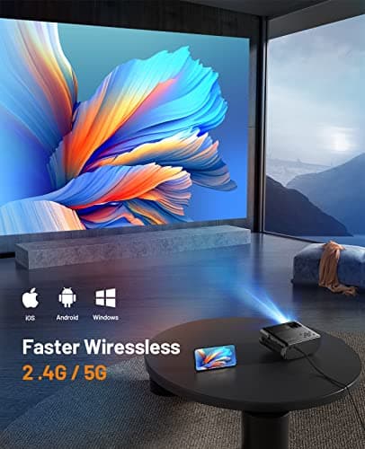 WiFi Projector for iPhone, ELEPHAS 2024 Upgraded Mini Projector with Tripod & Carry Bag, Full HD 1080P Supported, 200" Display Portable Projector, Compatible with iOS/Android/Windows/TV Stick/HDMI/USB