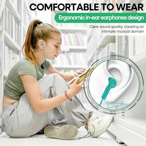50 Pack Bulk Kids Earbuds for School Classroom Library, Student Wired Earphones with 3.5 mm Jack Multi Colored Earphones for Computer Chromebook Laptop PC (HY01,50 Mixed)