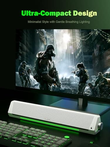 Bluedee Computer Speakers, Bluetooth Computer Soundbar, HiFi Stereo, 3.5mm Aux-in Connection, USB Powered Computer Speakers for Desktop Monitor, PC, Laptop, Tablets