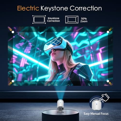 Mini Projector, 270° Rotation, Portable Projector 4K Support, Full HD 1080P Outdoor Movie Projector, Wired Screen Synchronize Max 200" Display, Compatible with Smartphone/TV Stick/Laptop/PS5/HDMI/USB