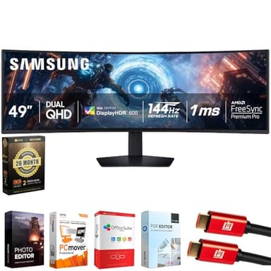 Samsung LS49FG910ENXZA 49" Odyssey G9 G91F DQHD Gaming Monitor 2025 Bundle with Tech Smart USA Elite Suite 18, 2X 4K HDMI Cable & Deco Gear CPS Exclusive 26 Month Protection Pack (BEACH-CPS-26M1000)