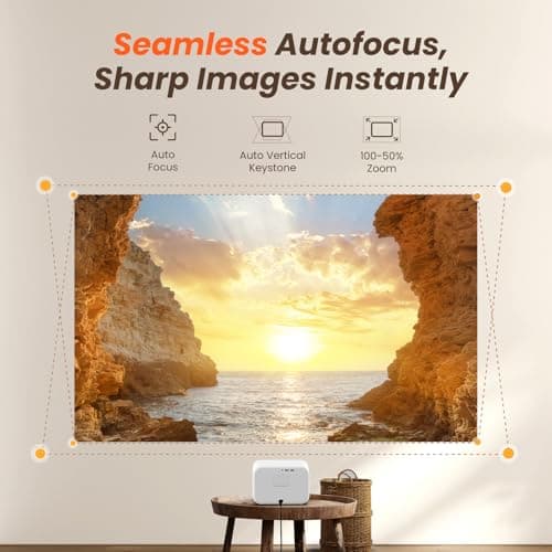 [Sound by JBL & 700ANSI] Yaber 1080P Projector with WiFi 6 and Bluetooth, [Seamless Autofocus] Portable Outdoor Movie Projector, Home Theater Projector for iPhone/TV Stick/HDMI/USB/Laptop/PS5-White