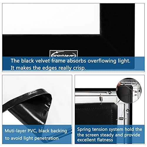 100in /120in Fixed Frame Projector Screen, Diagonal 16:9, Active 3D 4K Ultra HD Projector Screen for Home Theater or Office (16:9, 120")