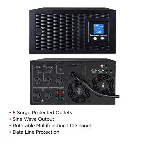 CyberPower PR5000LCDRTXL5U Smart App Sinewave UPS System, 5000VA/4500W, 5 Outlets, AVR, 5U Rack/Tower