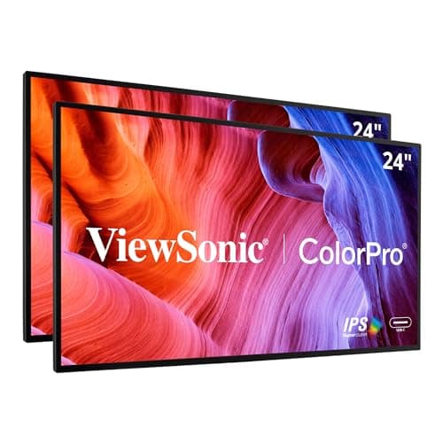 ViewSonic VP2468A_H2 24-Inch Dual Pack Head-Only IPS 1080p Monitor with Advanced Ergonomics, 100% sRGB REC 709, 14-bit 3D LUT, Eye Care, and 65W USB C, Daisy Chain