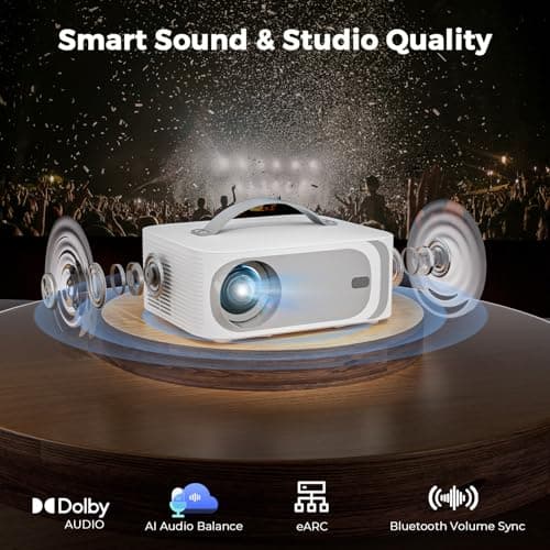 [AI Movin System & 1200 ANSI] Projector-4K with WiFi 6 and Bluetooth, 30W DoIby Audio Netflix-Licensed Projector, One-touch Focus Portable 1080P Outdoor-Projector, Lisowod Smart Proyector with HDR10+