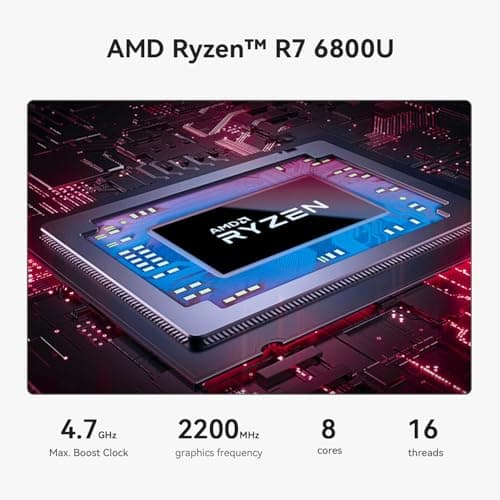 Beelink SER5 MAX Mini PC, AMD Ryzen 7 6800U (8C/16T, up to 4.7GHz), 32GB LPDDR5 1TB NVME SSD, Mini Desktop Computer Support 4K@60Hz/WiFi6/BT5.2/DP1.4/HDMI/Type-C/Gaming PC