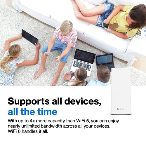 Linksys Atlas WiFi 6 Router Home WiFi Mesh System, Dual-Band, 6,000 Sq. ft Coverage, 802.11ax, 75+ Devices, Speeds up to (AX3000) 3.0Gbps - MX20MS3, 3-Pack