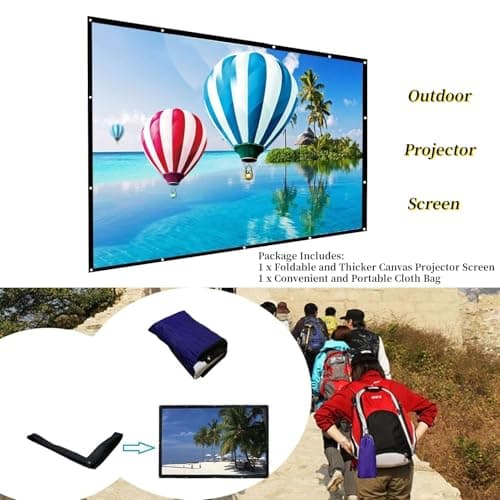 300 Inch Big Size Portable Outdoor Projector Screen, WRLSUN HD 16:9 Large Foldable Thick Canvas Material Home Theater Projection Movie Screen for Outdoor Camping/Office/School/Party/Sports Show