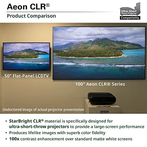 Elite Screens Aeon CLR 103-Inch ALR UST Projector Screen, 8K Edge-Free Fixed Frame, 95% Ambient Light Rejecting, Indoor Home Theater Movie Screen, Perfect for Ultra Short Throw Projectors, AR103H-CLR