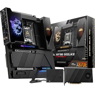 MSI MEG X870E GODLIKE, E-ATX - Supports AMD Ryzen 9000/8000/7000 Processors, AM5 - Dynamic Dashboard III, EZ Slide M.2, 110A SPS, DDR5 Memory (9000+ MT/s OC), M.2 & PCIe 5.0, USB4, Wi-Fi 7, 10G LAN