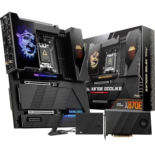 MSI MEG X870E GODLIKE, E-ATX - Supports AMD Ryzen 9000/8000/7000 Processors, AM5 - Dynamic Dashboard III, EZ Slide M.2, 110A SPS, DDR5 Memory (9000+ MT/s OC), M.2 & PCIe 5.0, USB4, Wi-Fi 7, 10G LAN