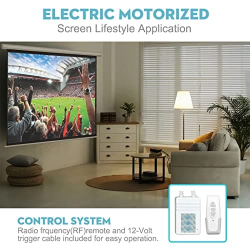 Electric Projector Screen with Remote, DINAH 120 inch Projector Screen, Automatic Air Indoor Projector Screen, Drop Down Projector Screen Pull Down, Motorized Projector Scree,4K 3D HD Projection Movie