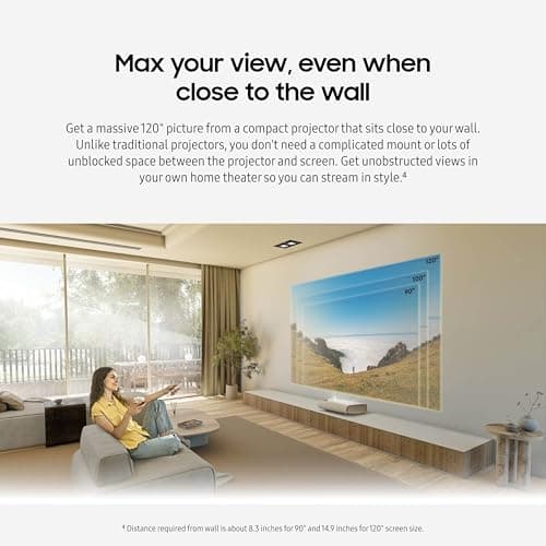 SAMSUNG 120-Inch Class LPU7D Series The Premiere Ultra Short Throw 4K AI Smart TV Laser Projector for Home Theater w/ Gaming Hub, Vision Boost, Powerful Sound, Alexa Built-In, SP-LPU7DSA, 2024